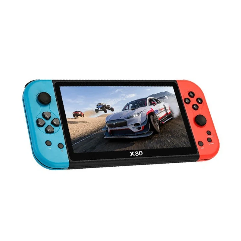 Factory X80 Retro Video Console 7-Inch Large Screen 16G TF Card 10000+ Classic Games Arcade Portable Handheld Game Players
