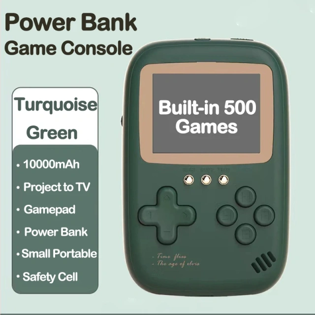 New Retro Handheld Video Console Built-In 500 Classic Games 10000mAH Power Bank Rechargeable Portable Game Player
