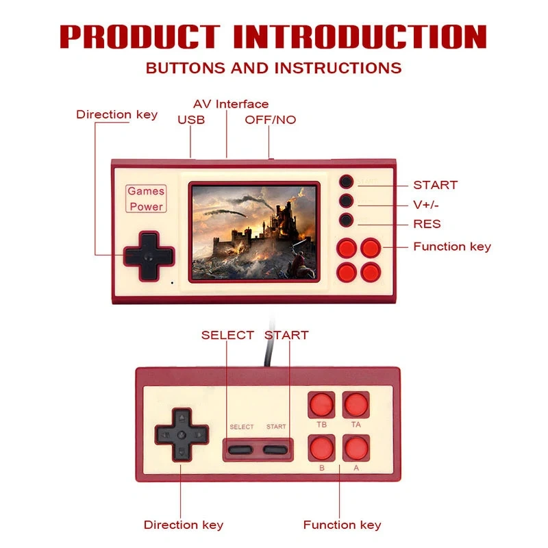 Factory K30 Pocket Retro Handheld Game Console Retro Mini Two-Player Battle 500 8-Bit Arcade