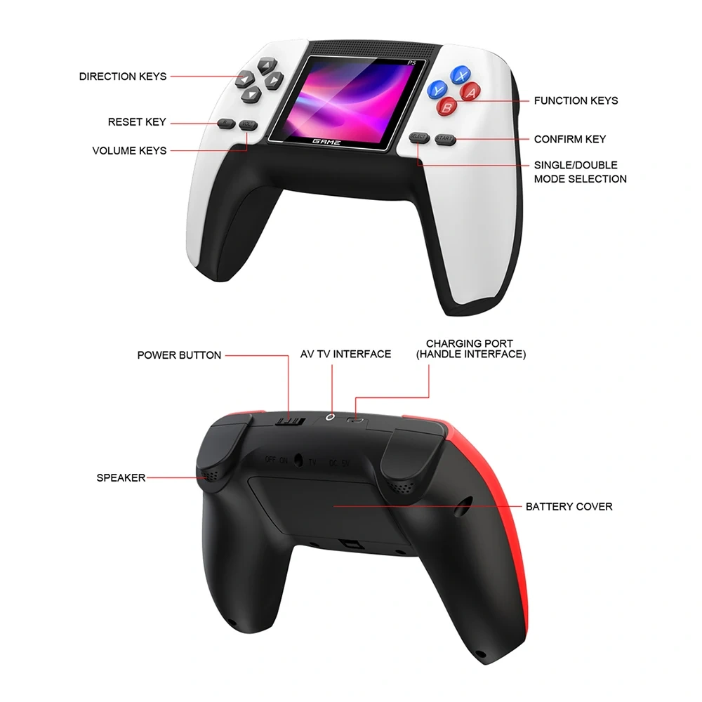 Portable Built In 520 Games Single/Double Player Handheld Video Gaming Consoles