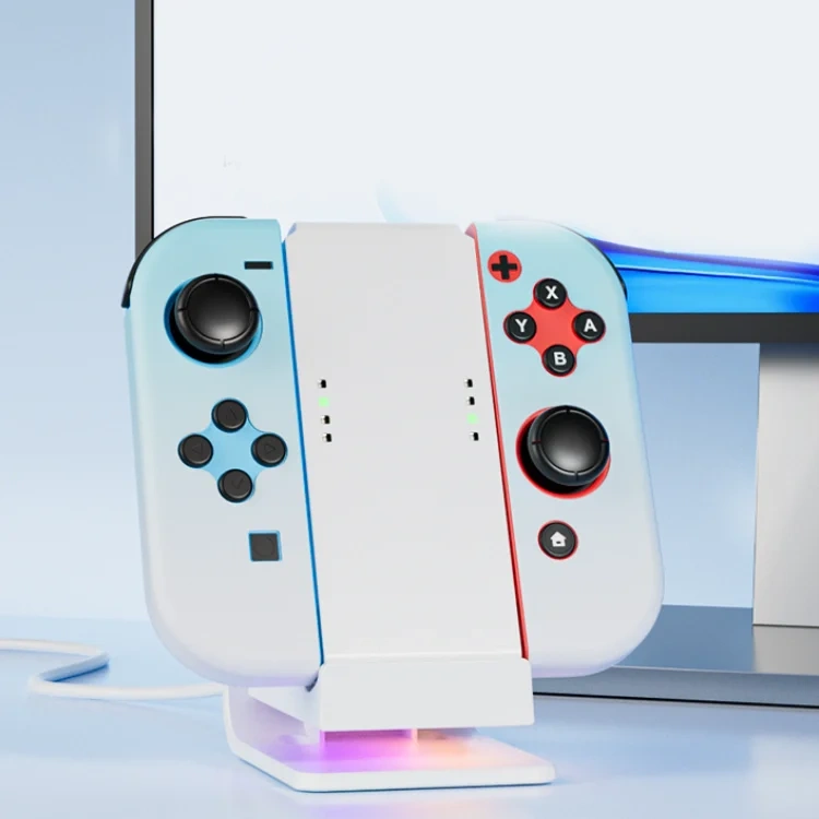 Wireless Charging Base RGB light For Nintendo Switch Controller Charging Dock Game Console Left and Right Joystick Charger