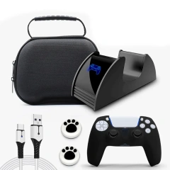 For PS5 Controller Accessories 6 IN 1 Set for P5 Controller Single Charge Data Cable Silicone Thumb Joystick Grips Cap