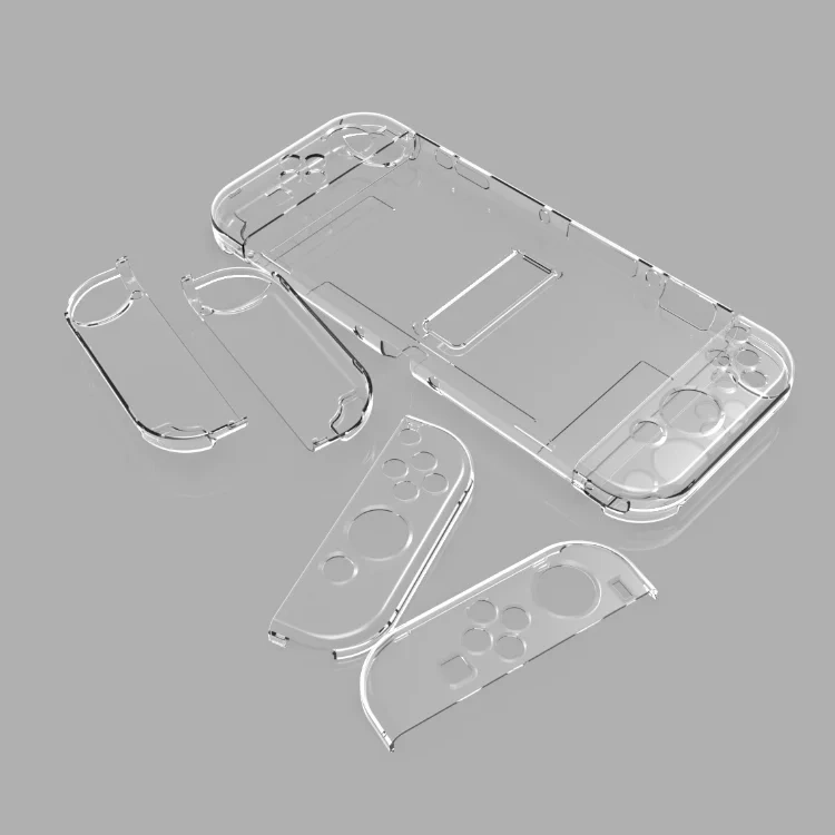 Split Transparent PC Case Protective Shell For Nintendo Switch OLED Game Console Crystal Protection Case With Stand