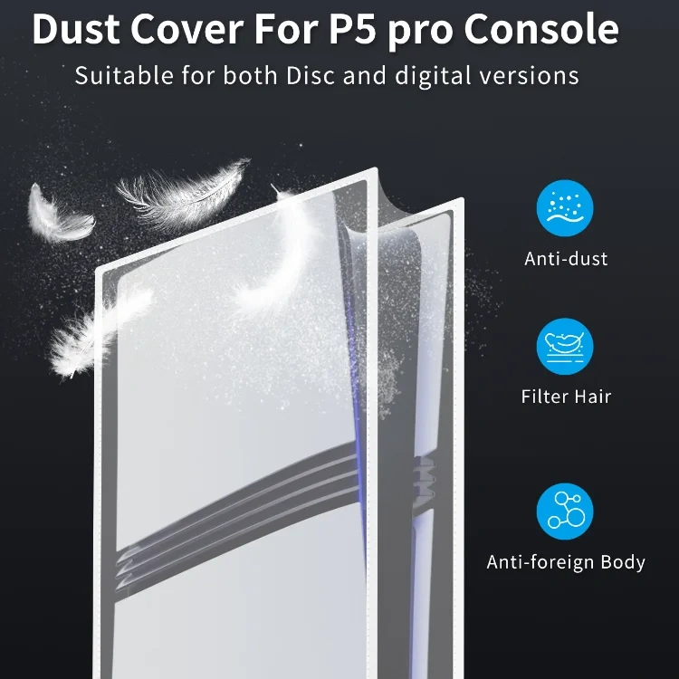 Vertical Waterproof Game Console Dust Cover For PS5 Pro Optical Drive Digital Edition Translucent Dust Cover Protective Case