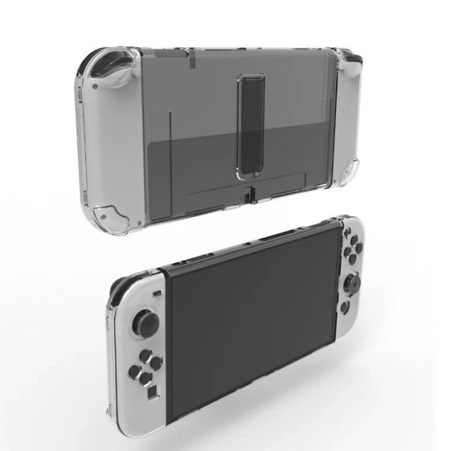 Split Transparent PC Case Protective Shell For Nintendo Switch OLED Game Console Crystal Protection Case With Stand