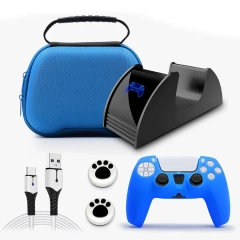 For PS5 Controller Accessories 6 IN 1 Set for P5 Controller Single Charge Data Cable Silicone Thumb Joystick Grips Cap