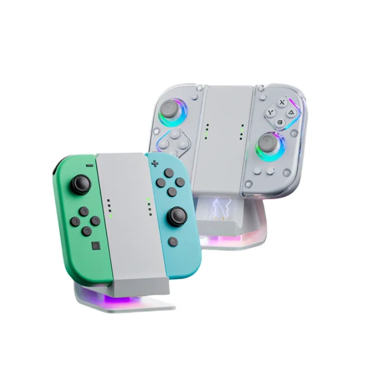 Wireless Charging Base RGB light For Nintendo Switch Controller Charging Dock Game Console Left and Right Joystick Charger