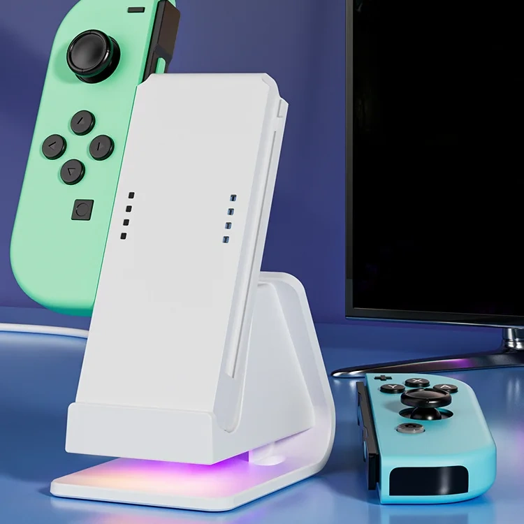 Wireless Charging Base RGB light For Nintendo Switch Controller Charging Dock Game Console Left and Right Joystick Charger