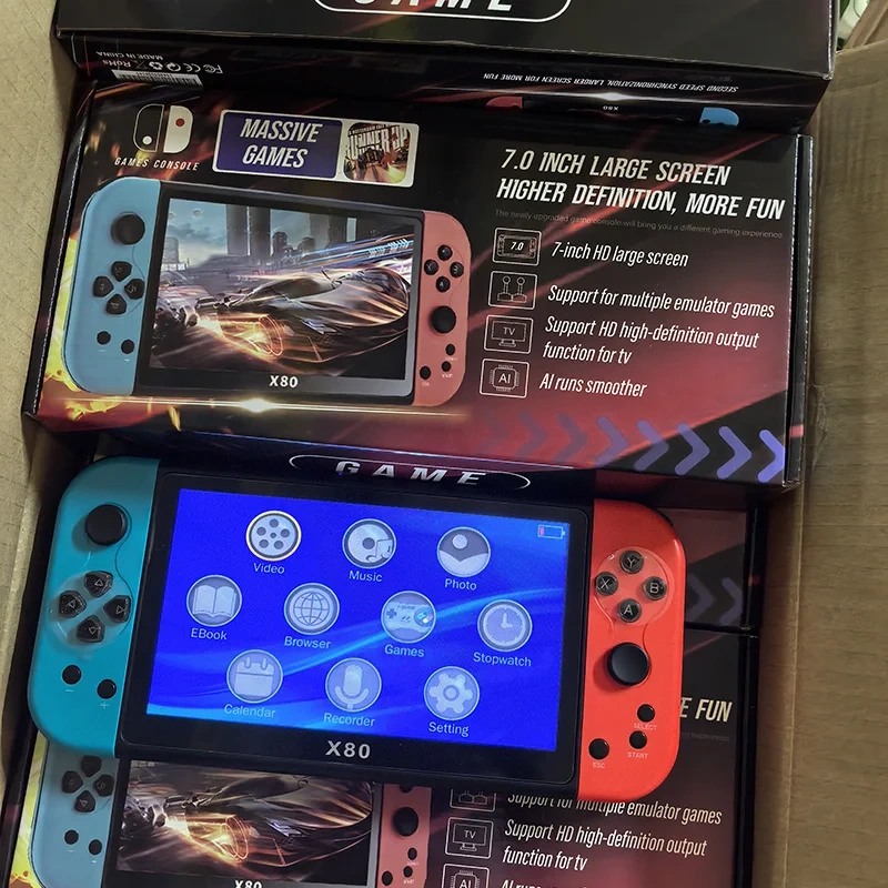 7 Inch Retro Game Console Multiple Simulators 10000 Games Support TF Card Expansion Video Game Console for Kids Gifts