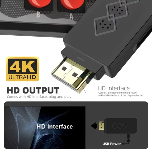 Mini 4K TV Video wireless Game Console Dual Players and Build in 1700 games retro Games Wireless Controller HD/AV OUT Console