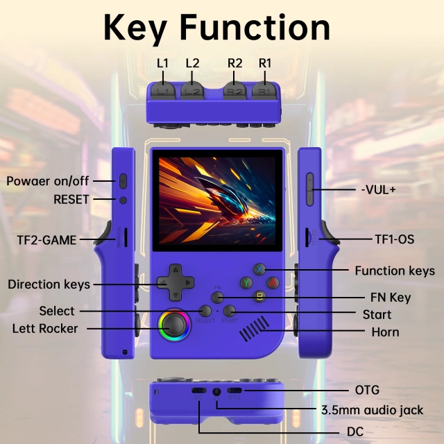 XGB36 128GB 15000 RGB Game Retro Game Handheld Console For Linux System 30+ simulator 3D joystick For PSP/PS1/SFC/GBA