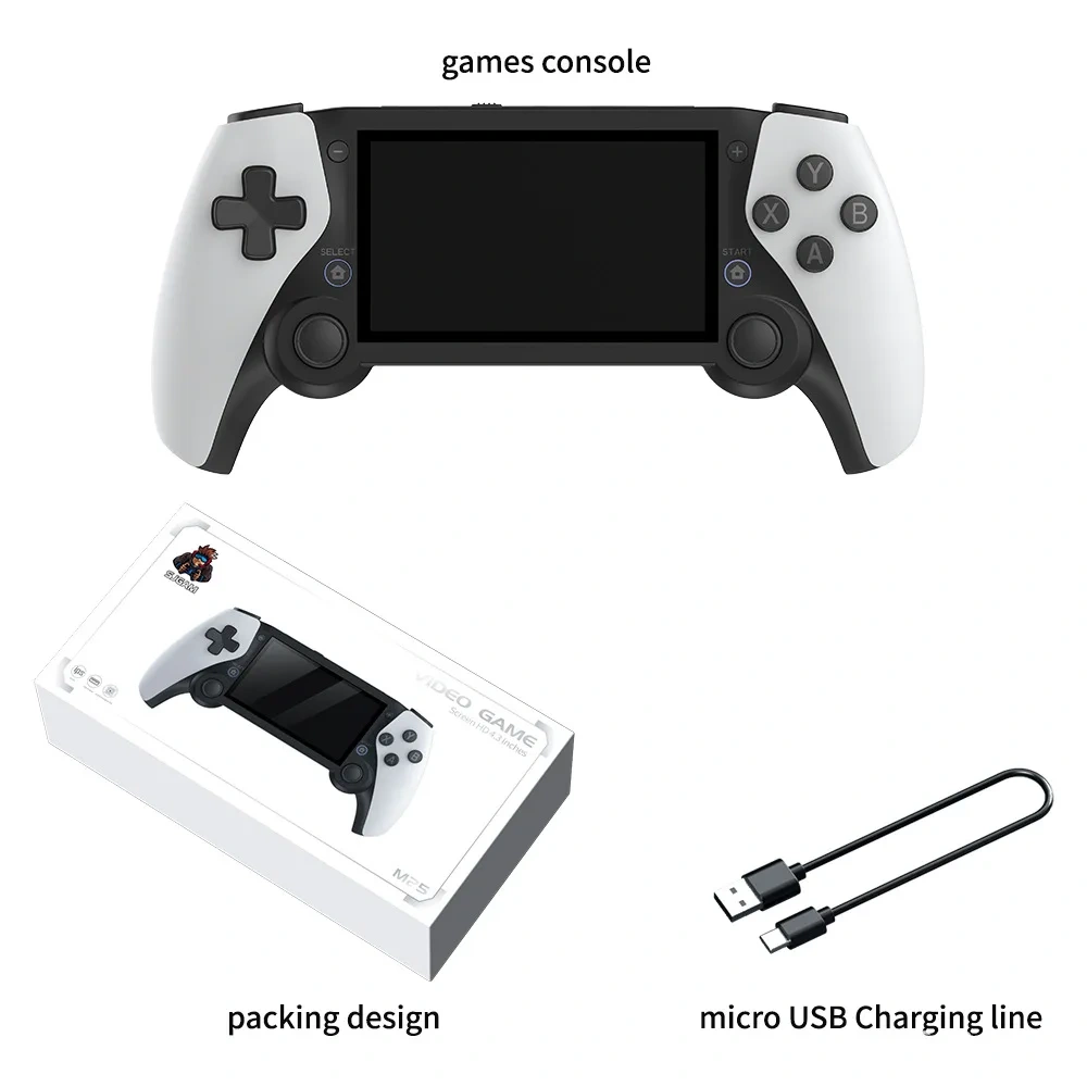 M25 Retro Handheld Video Game Console 64GB 19000 Games 4.3" IPS Screen Double 3D Rocker Portable Game Player