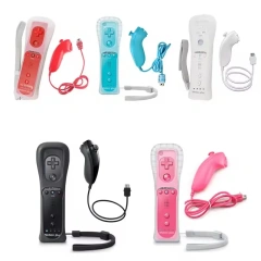 2 in 1 Remote and Nunchuck Controller For Nintendo Switch Gamepad Controller with Silicone Case for Wii Remote Controller
