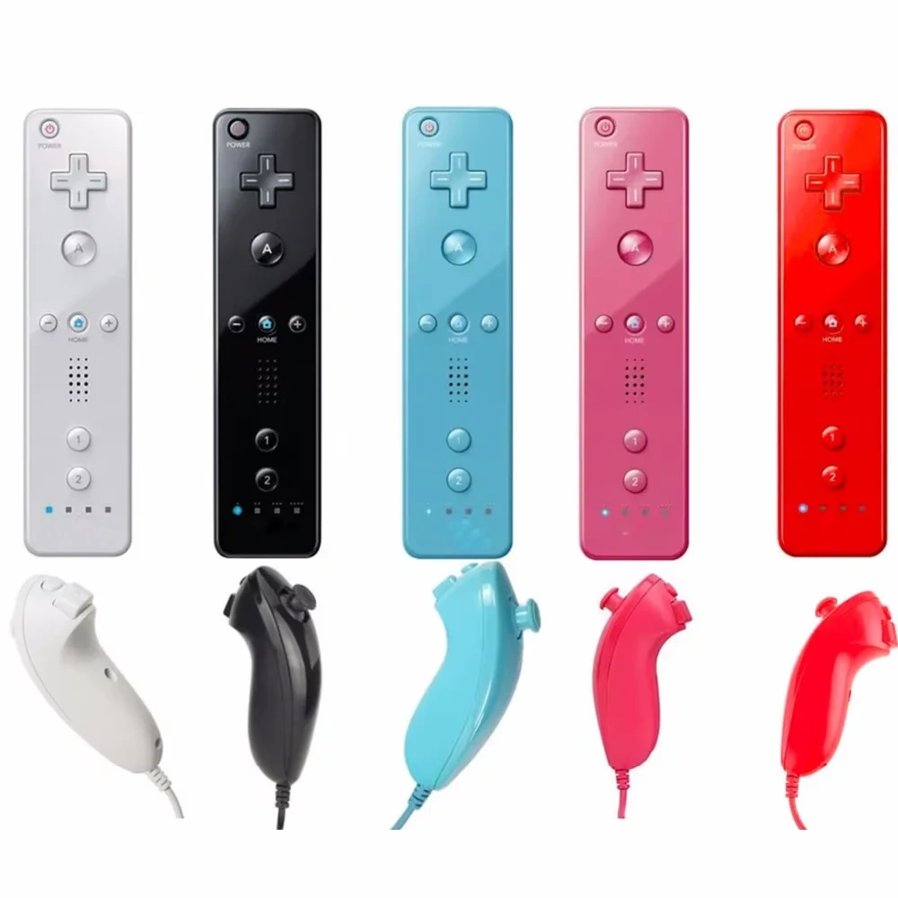 2 in 1 Remote and Nunchuck Controller For Nintendo Switch Gamepad Controller with Silicone Case for Wii Remote Controller