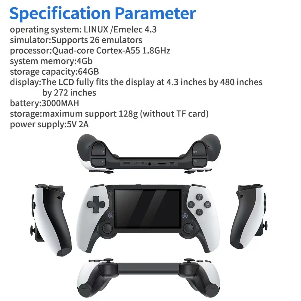 M25 Retro Handheld Video Game Console 64GB 19000 Games 4.3" IPS Screen Double 3D Rocker Portable Game Player