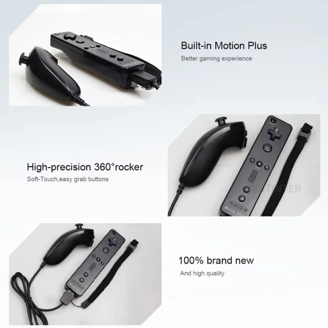 2 in 1 Remote and Nunchuck Controller For Nintendo Switch Gamepad Controller with Silicone Case for Wii Remote Controller