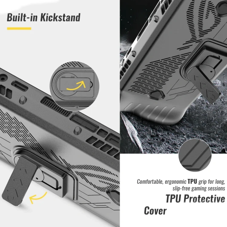 TPU Case+Screen Protector+Joystick Cover Accessories for ROG Ally X Handheld Protective Case with Stand Cover
