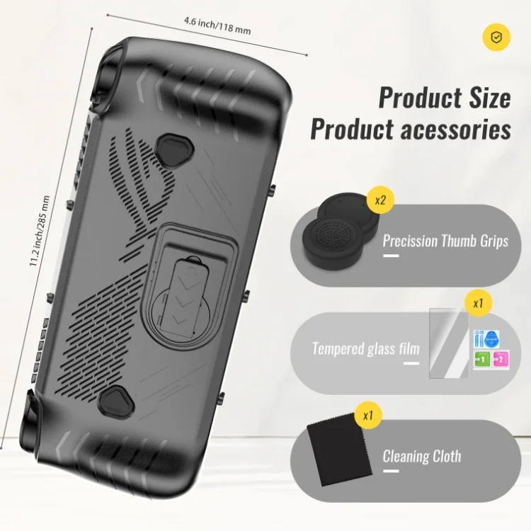 TPU Case+Screen Protector+Joystick Cover Accessories for ROG Ally X Handheld Protective Case with Stand Cover