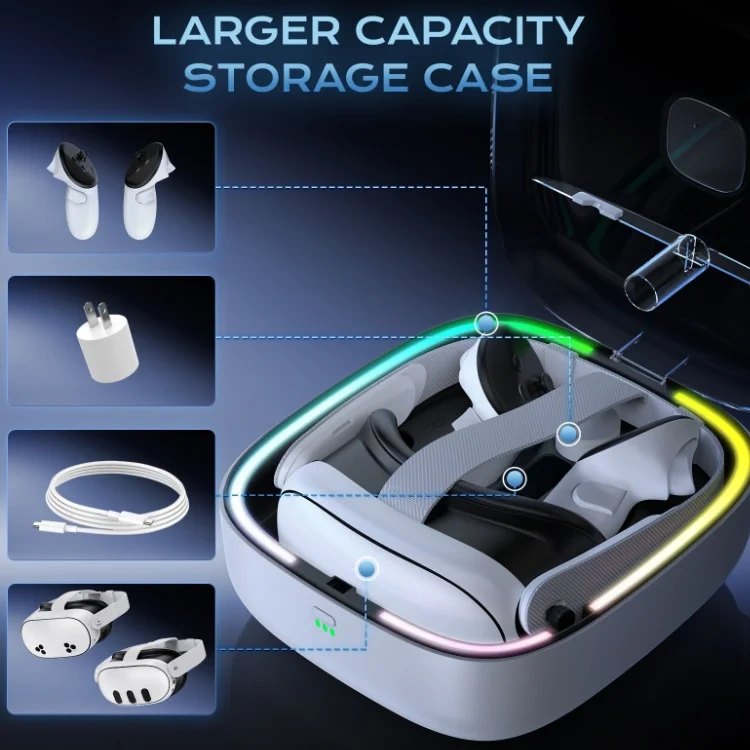 Charging Dock For Meta Quest3/3S VR Glasses Controllers Magnetic Storage Box Includes Battery Pack