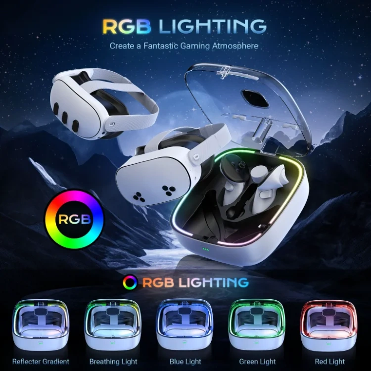 Charging Dock For Meta Quest3/3S VR Glasses Controllers Magnetic Storage Box Includes Battery Pack