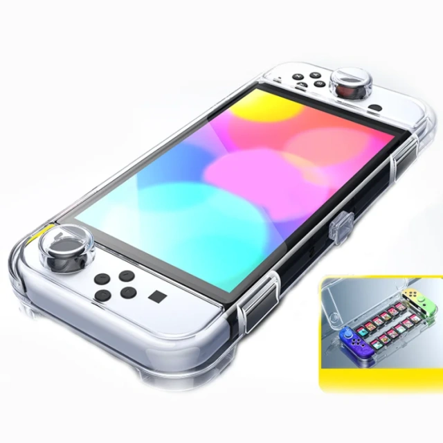 Transparent Full Shell Integrated Hard Cover with Card Slot Protective Case for Nintendo Switch/Oled Protection Shell Case
