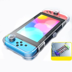 Transparent Full Shell Integrated Hard Cover with Card Slot Protective Case for Nintendo Switch/Oled Protection Shell Case