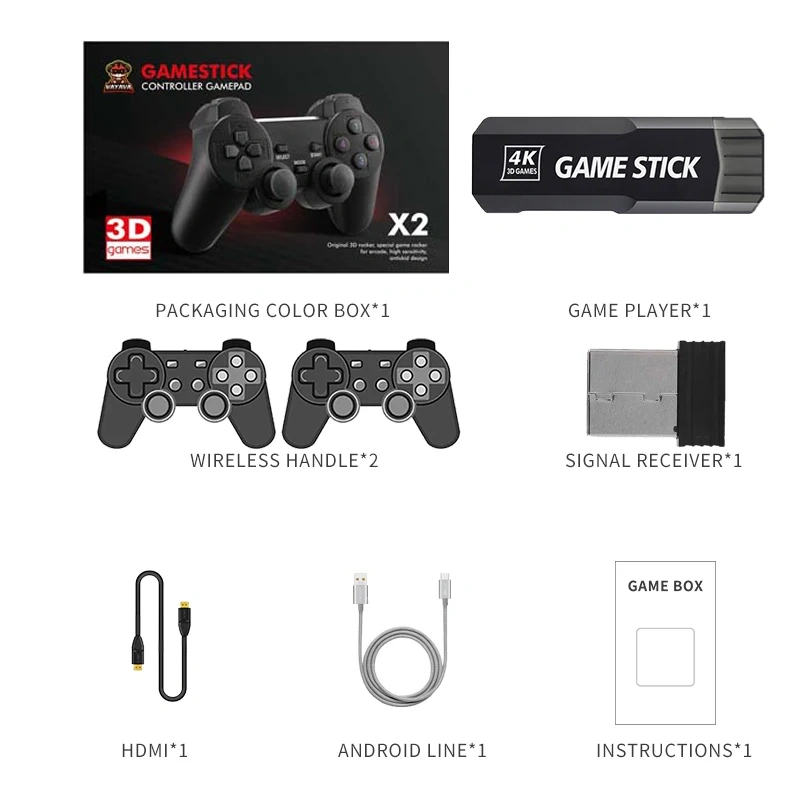 X2 128G 40000+ Game GD10 4K Game Stick 3D HD Retro Video Game Console Wireless Controller TV Emulator for Christmas Gift X2 plus