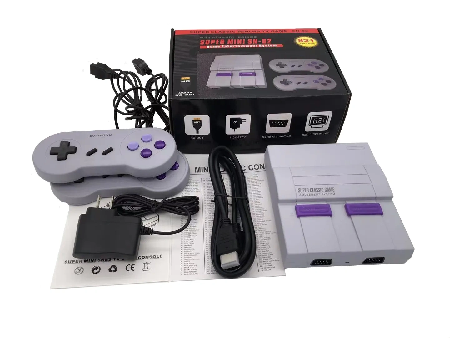 Mini Classic Retro Games 8-bit Built-in 821 Home Video Game Entertainment, HD Video Game Console