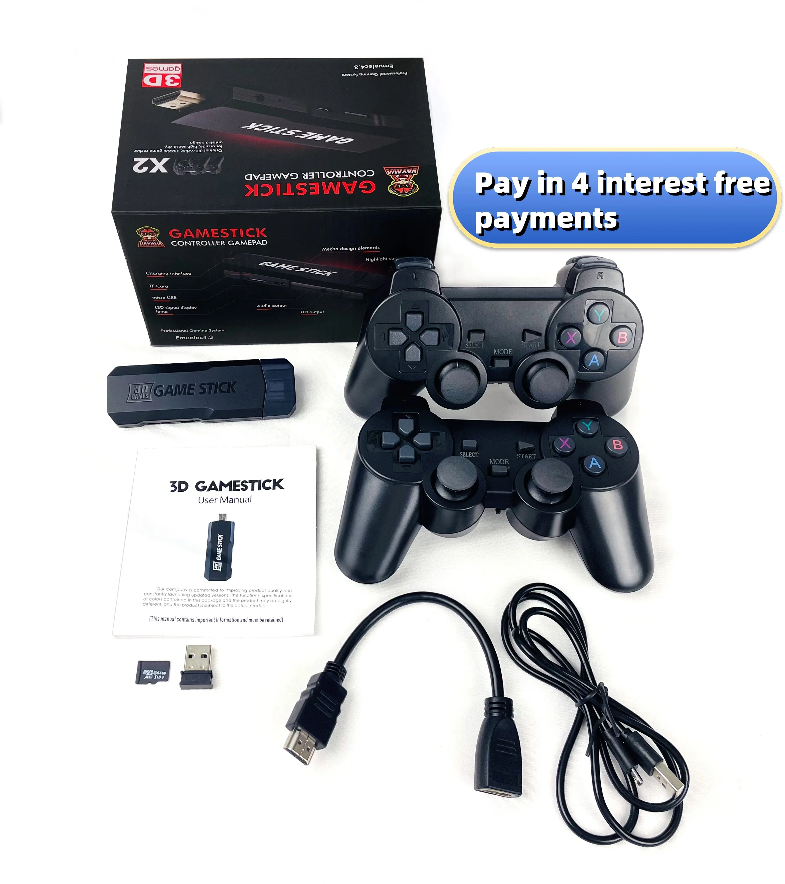 X2 128G 40000+ Game GD10 4K Game Stick 3D HD Retro Video Game Console Wireless Controller TV Emulator for Christmas Gift X2 plus
