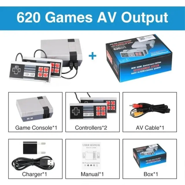 Mini TV Video Game Built in 8-Bit 620 Classic Games Console Handheld Player AV Output Children Video Gaming Consoles Retro Toys
