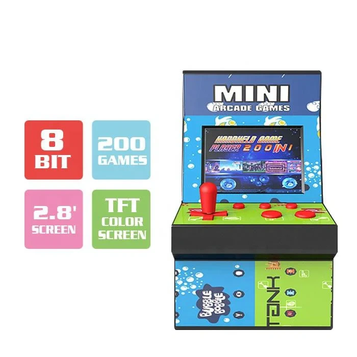 Classic Mini Portable Arcade Joystick Machine Classical Retro Style 200 Video Game Players Built-in Handheld Game Console