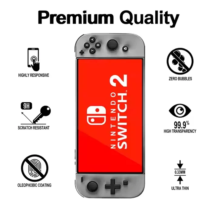 High Transparent Tempered Glass Screen Protector for Nintendo Switch 2 Model Transparent HD Clear Screen Protector for NS2 Screen Protector