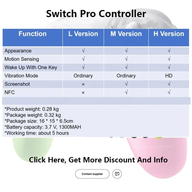 Wireless Nintendo Switch Pro Controller Manette Gamepad for Nintendo Featuring Vibration Motor