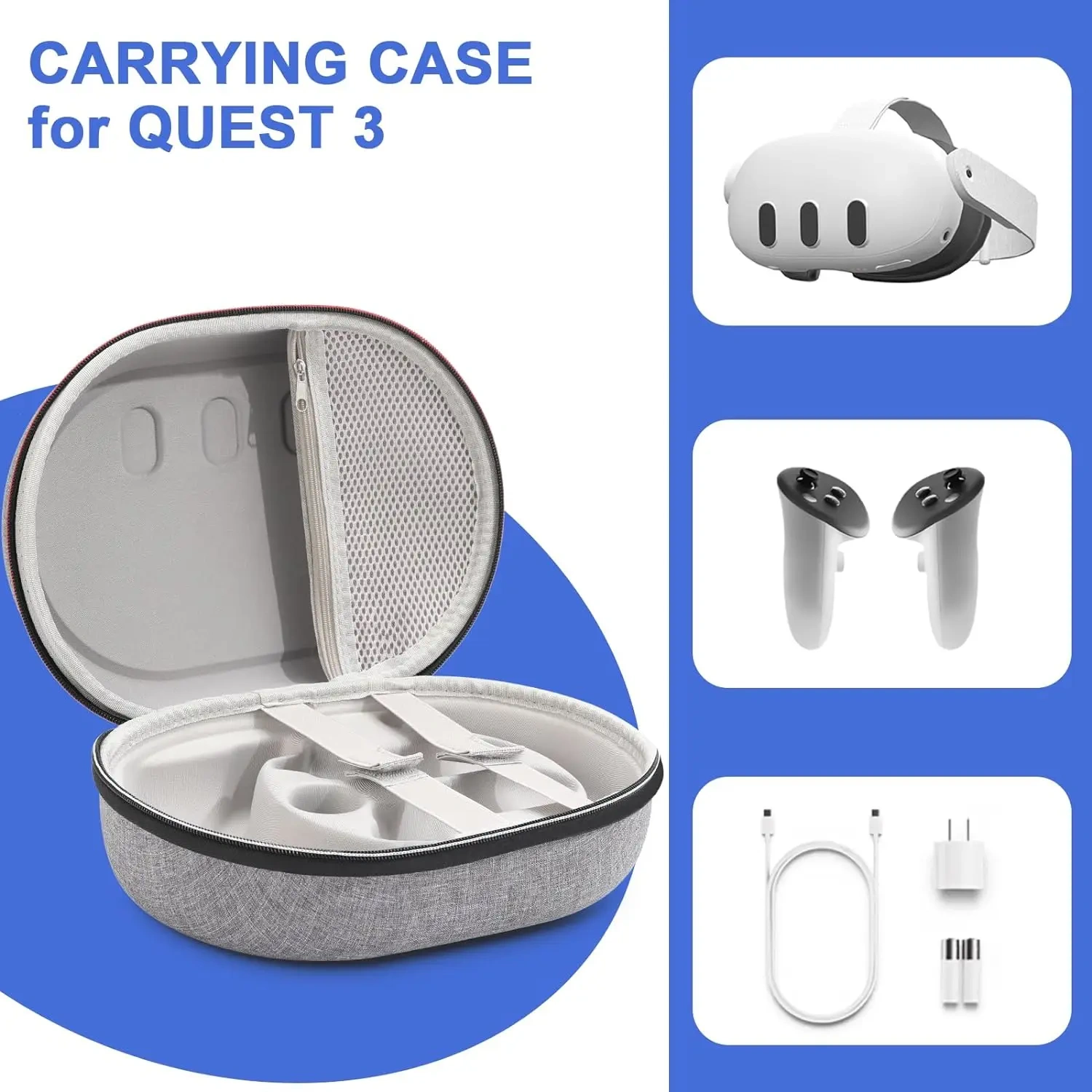 Portable EVA Hard Carrying Case for Meta for Oculus for Quest 3 ELITE Headband Controller Storage Protection Travel Accessory