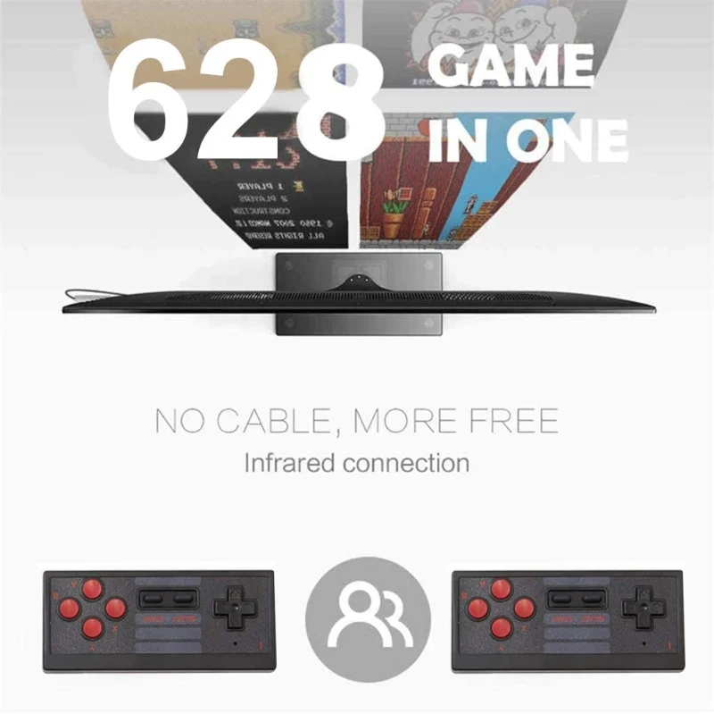 4K HD USB 2.4G Wireless Controller Game Stick Gamepads Retro TV Family Video Player Console 628 Games Handheld Consola for Nes