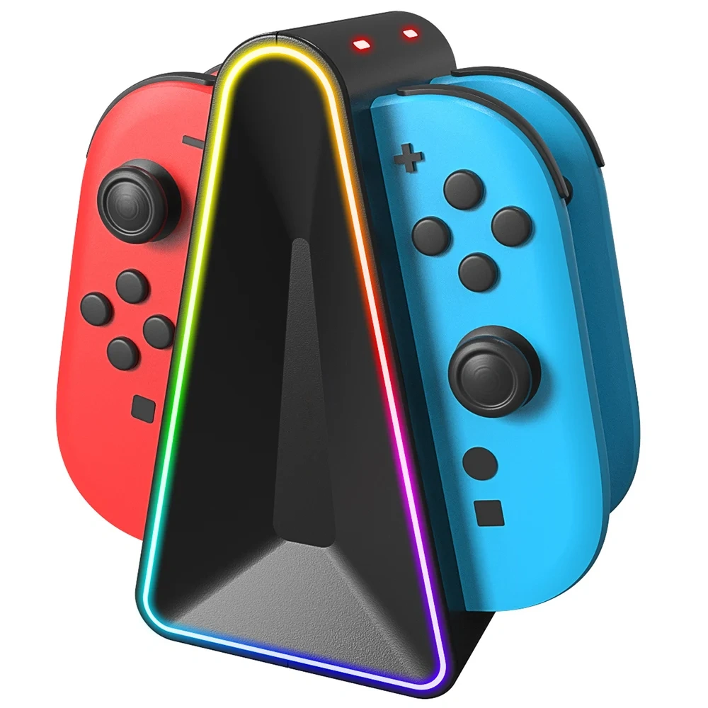 4 in 1 RGB Led Vertical Charging Dock Station Portable Joypad Controller Charger Accessories for Nintendo Switch 2 Joycon