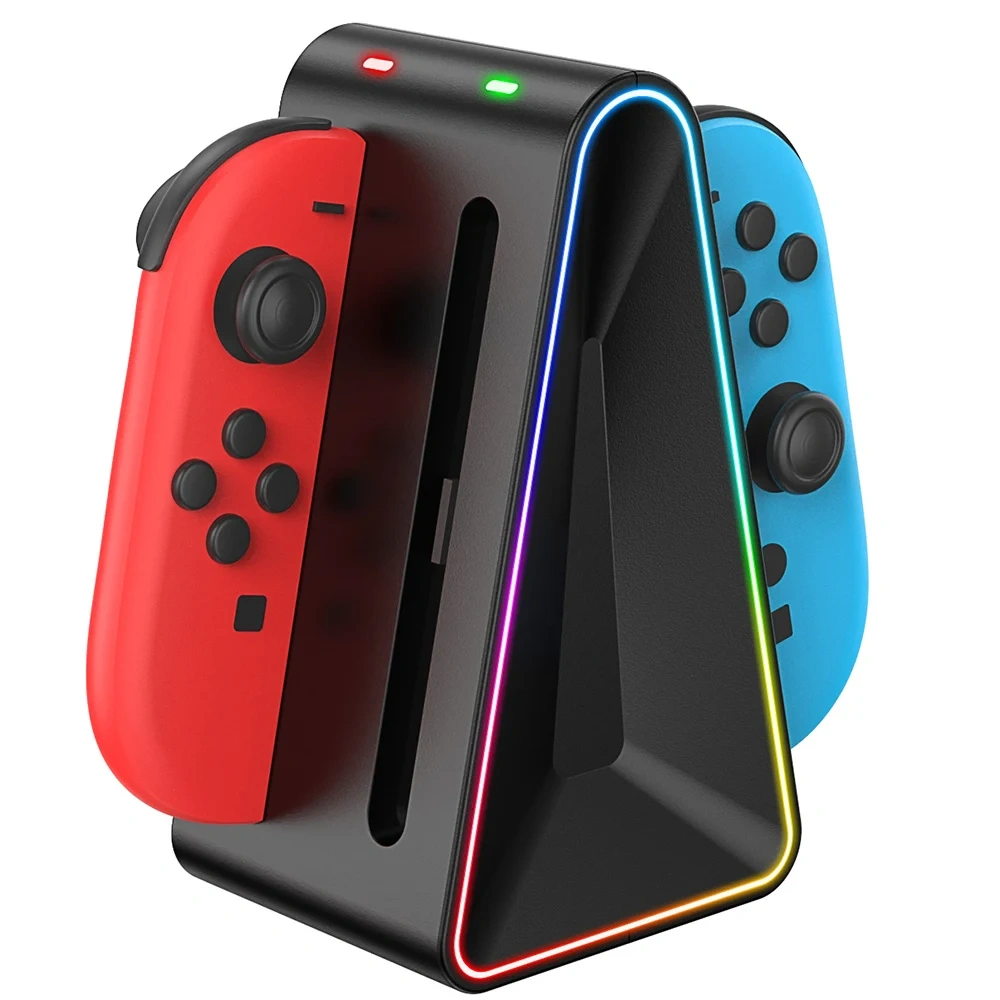 4 in 1 RGB Led Vertical Charging Dock Station Portable Joypad Controller Charger Accessories for Nintendo Switch 2 Joycon