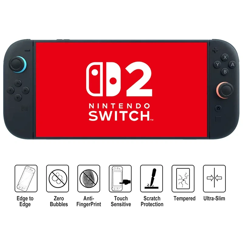 Nintendo Switch 2 Screen Protector HD Clear Tempered Glass Screen Protector Anti-Scratch High Transparency Protective Film