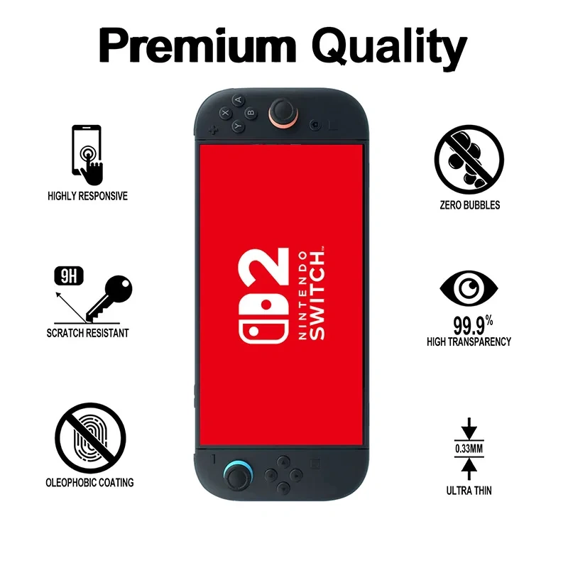 Nintendo Switch 2 Screen Protector HD Clear Tempered Glass Screen Protector Anti-Scratch High Transparency Protective Film