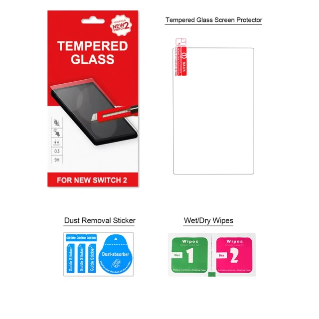 Nintendo Switch 2 Screen Protector HD Clear Tempered Glass Screen Protector Anti-Scratch High Transparency Protective Film