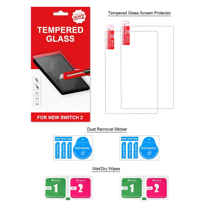 Nintendo Switch 2 Screen Protector HD Clear Tempered Glass Screen Protector Anti-Scratch High Transparency Protective Film