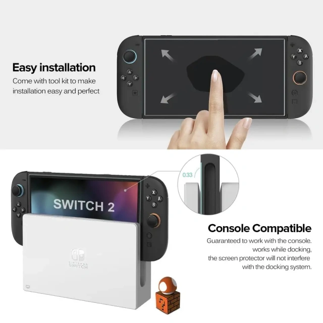 Transparent HD Clear 9H Hardness 3D Radian Screen Protector Anti-Scratch and Anti-Shock For Nintendo Switch 2 screen protector