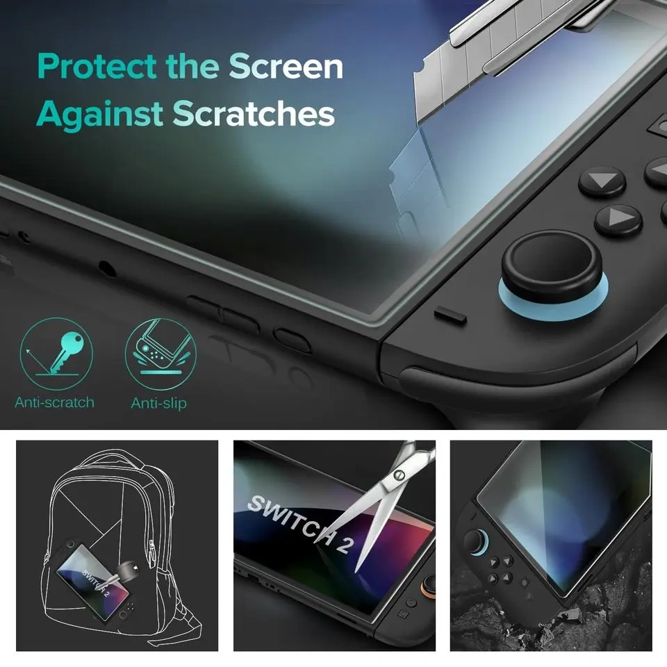 Transparent HD Clear 9H Hardness 3D Radian Screen Protector Anti-Scratch and Anti-Shock For Nintendo Switch 2 screen protector