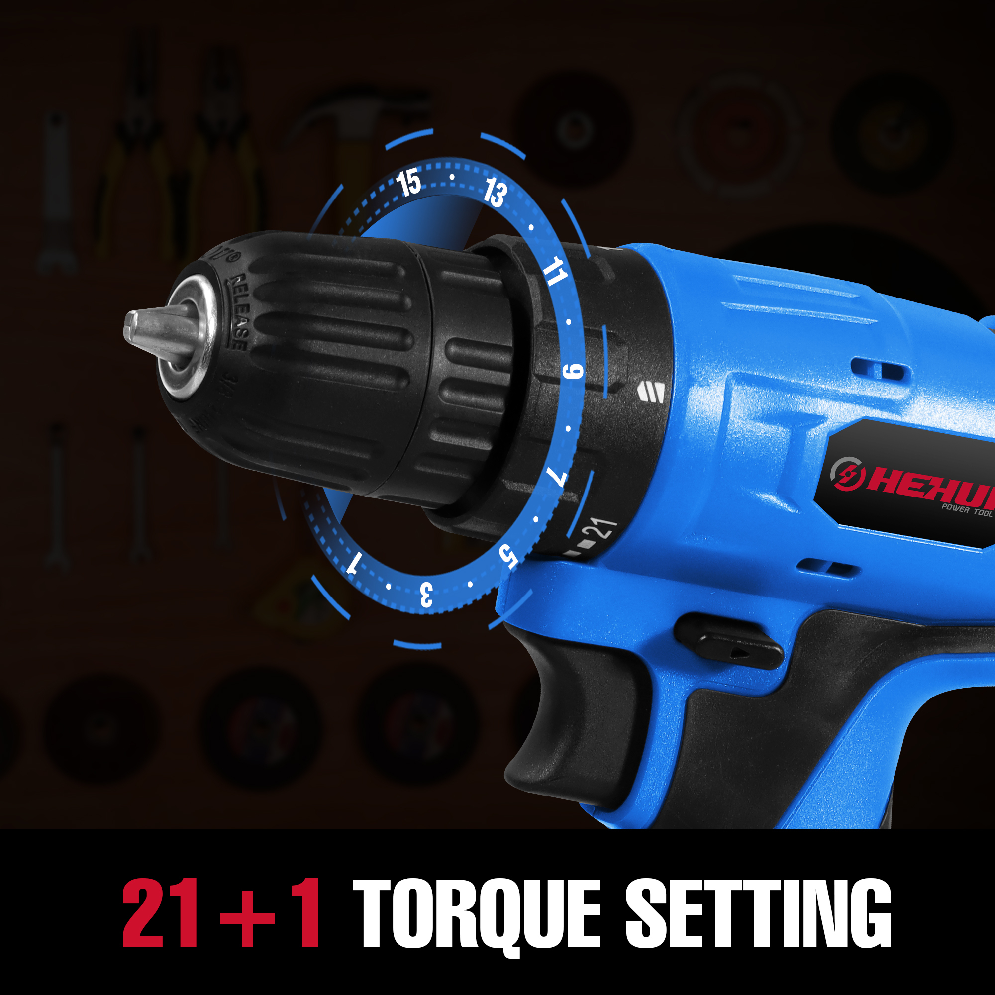 HEHUI 8V Max Cordless Drill 3/8 Inch Lightweight Battery Powered 550RPM Electric Wireless Handheld Drills