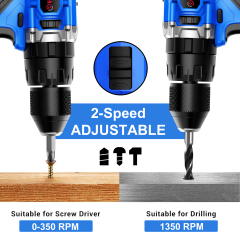 HEHUI 20V Cordless Drill 1/2 Inch Powerful 40Nm Variable Speed Handheld Battery Wireless Hammer Drills