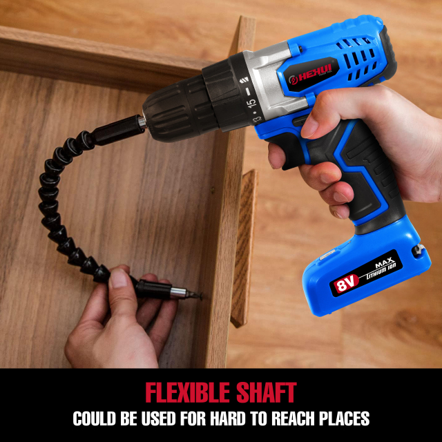 HEHUI 8V Max Cordless Drill 3/8 Inch Lightweight Battery Powered 550RPM 10Nm Electric Wireless Handheld Drills