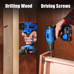 HEHUI 20V Cordless Drill Driver 3/8" Variable Speed 1250RPM Battery Rechargeable Handheld Wireless Electric Drills