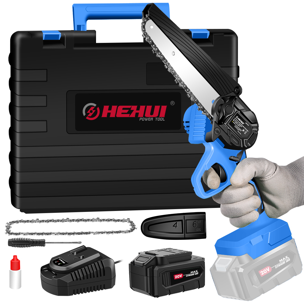 HEHUI 20V Max Brushless Mini Chainsaw 6" Handheld Small Battery Powered Portable Lightweight Chain Saws