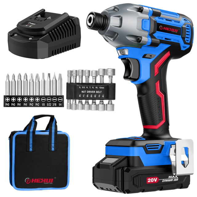HEHUI 20V Max Brushless Cordless Impact Driver 1/4 Inch 270N.m Compact Handheld Variable Speed Wireless Drivers
