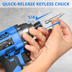 HEHUI Cordless Impact Driver 1/4 Inch Lightweight Handheld 2700 RPM Rechargable Battery Power Drivers